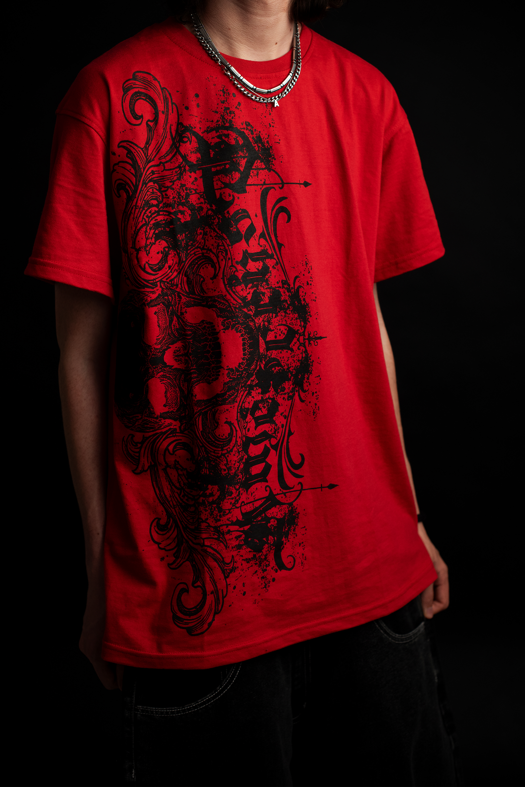 "STAINED" T-SHIRT (CARDINAL RED)