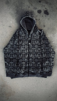 "CROSSBONES" PATTERN HOODIE - GRAY