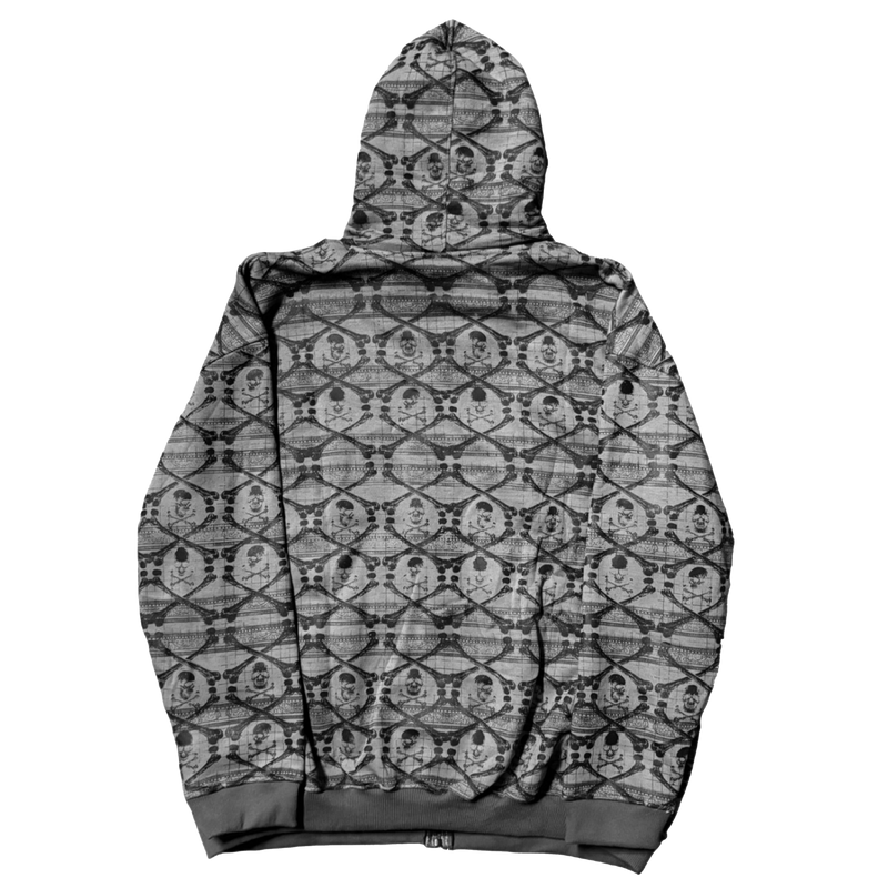 "CROSSBONES" PATTERN HOODIE - GRAY