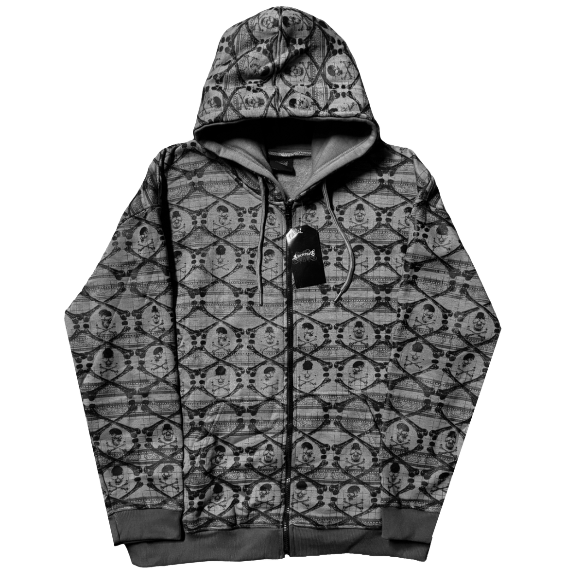 "CROSSBONES" PATTERN HOODIE - GRAY