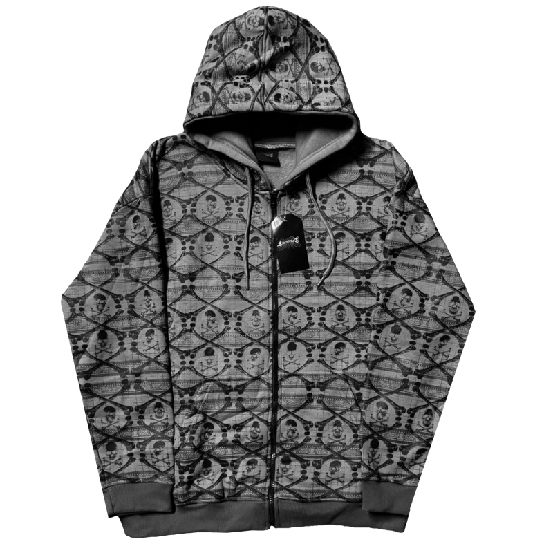 "CROSSBONES" PATTERN HOODIE - GRAY